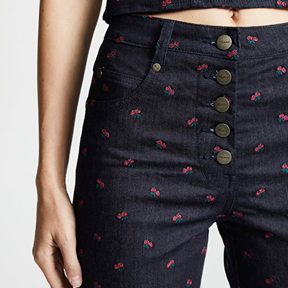 NWT Miaou Floral Embroidered Jeans